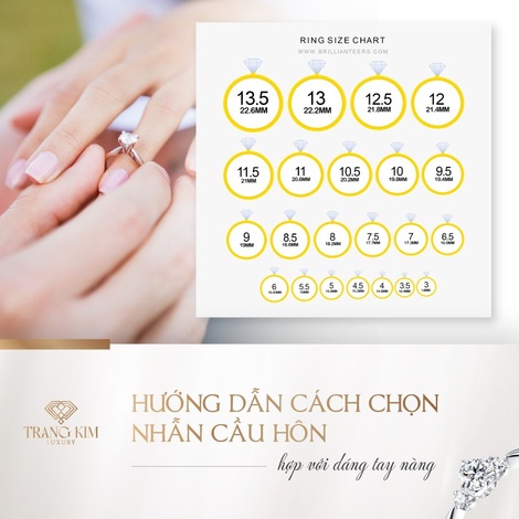 Hướng dẫn Cách Chọn Size Nhẫn Cầu Hôn hợp với dáng tay nàng