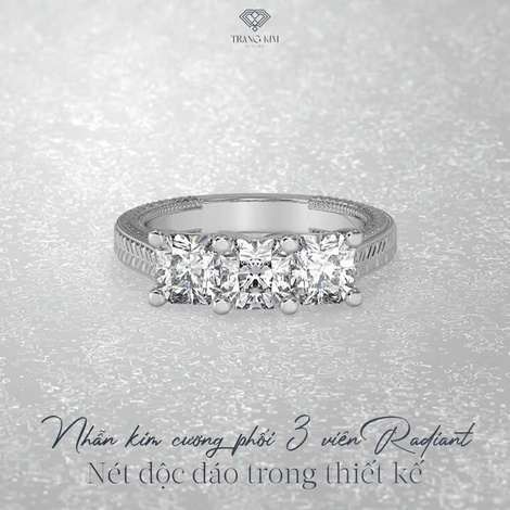 Nhẫn kim cương phối 3 viên Radiant: Nét độc đáo trong thiết kế