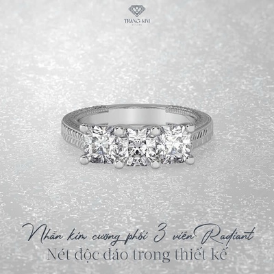Nhẫn kim cương phối 3 viên Radiant: Nét độc đáo trong thiết kế