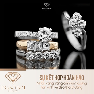 Sự kết hợp hoàn hảo: Nhẫn vàng trắng đính kim cương tôn vinh vẻ đẹp thời thượng