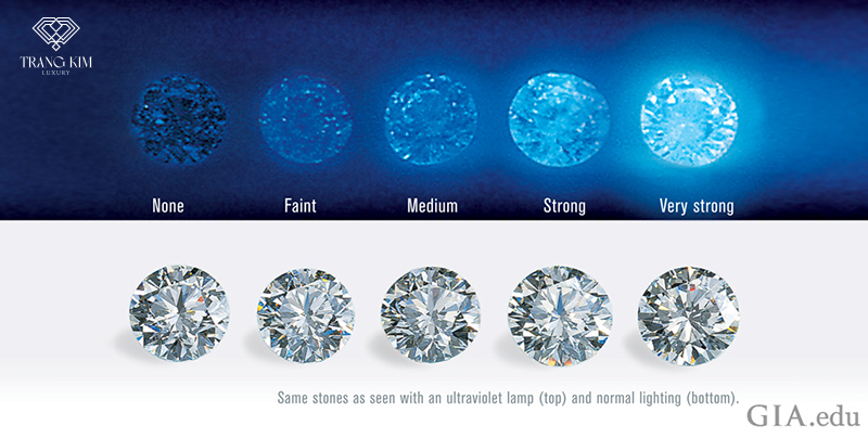 Khả năng vận dụng ánh sáng của viên kim cương khi quan sát với đèn tia cực tím