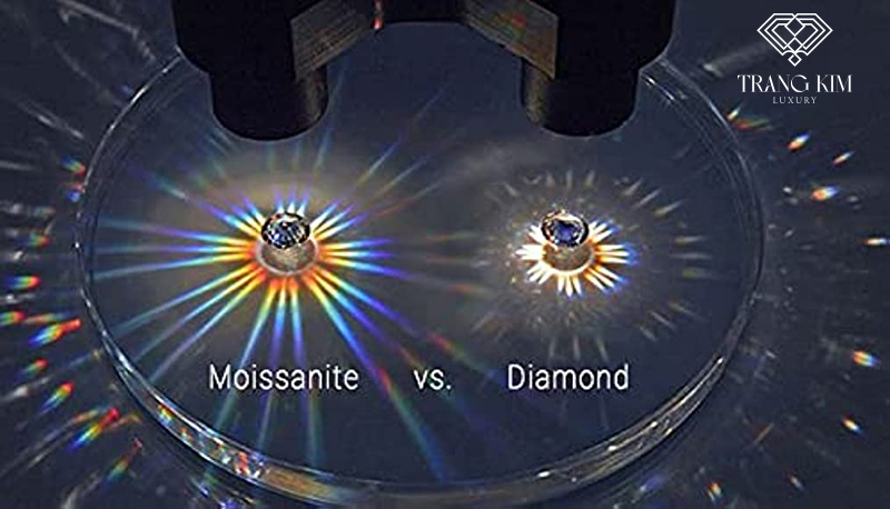 Sự khác biệt về độ tán sắc của đá Moissanite và kim cương