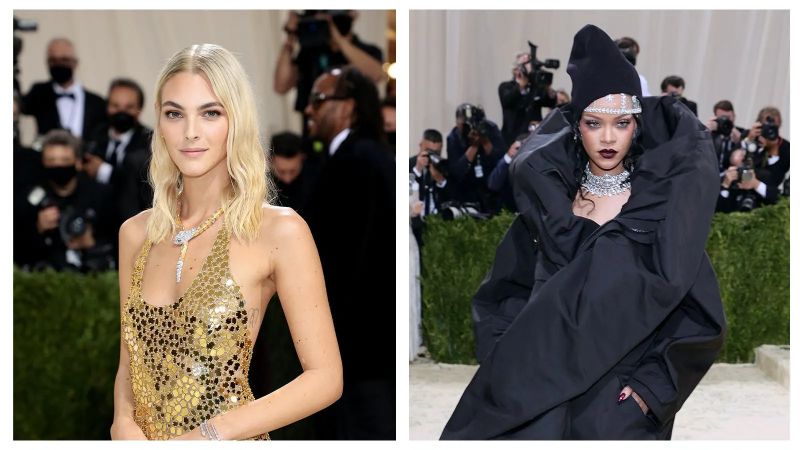 Biểu tượng thời trang Vittoria Ceretti và Rihanna diện Dây Chuyền Bvlgari trên thảm đỏ
